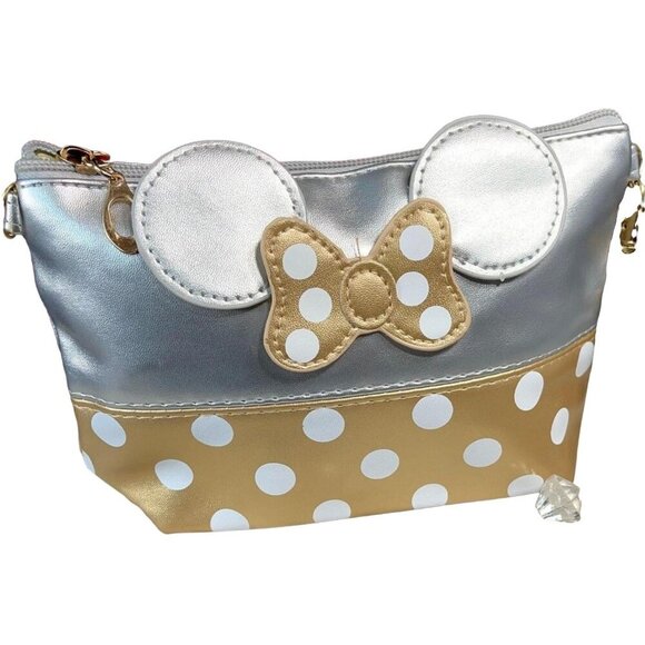 Minnie Mouse Cosmetic Bag Polka Dot Bow Wristlet Make Up Tote Travel Purse - Picture 1 of 14